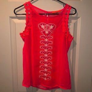 Lulumari neon pink lace tank top